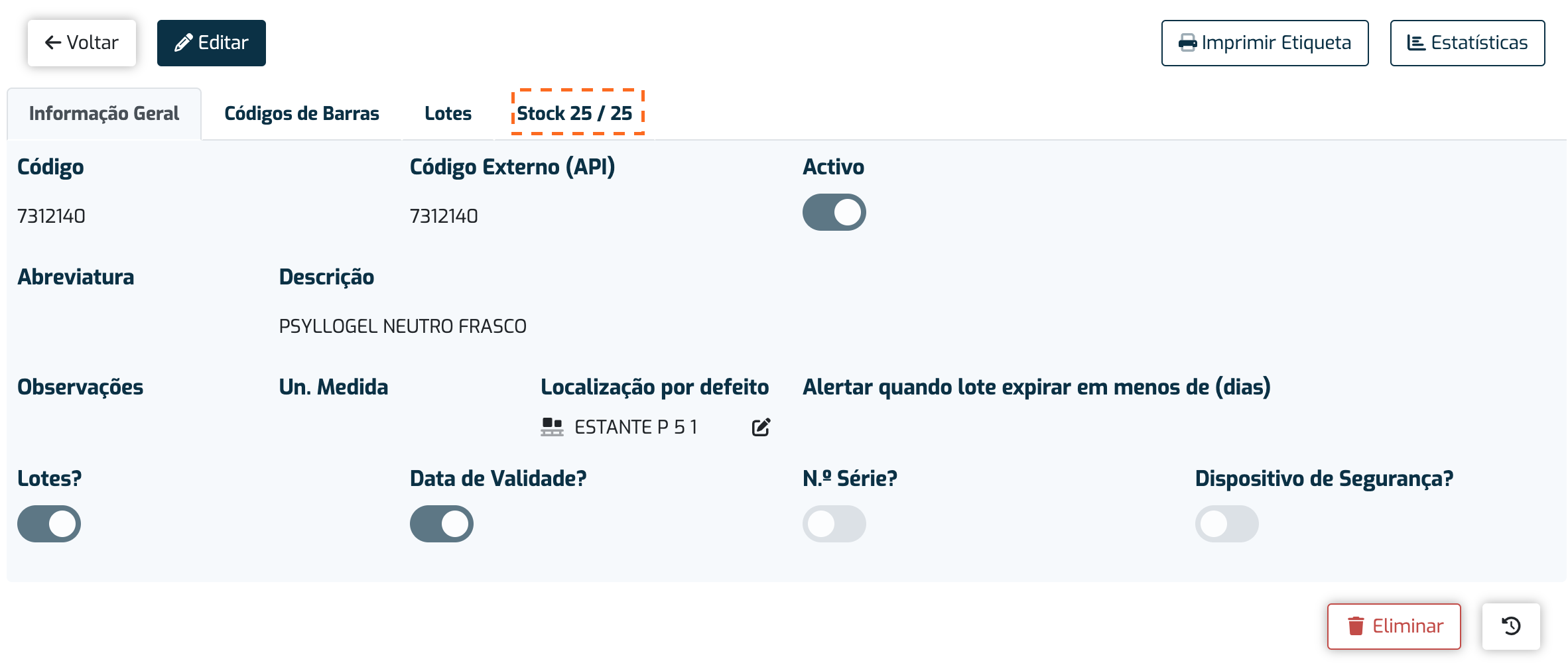 Como consultar o stock de um artigo/lote?