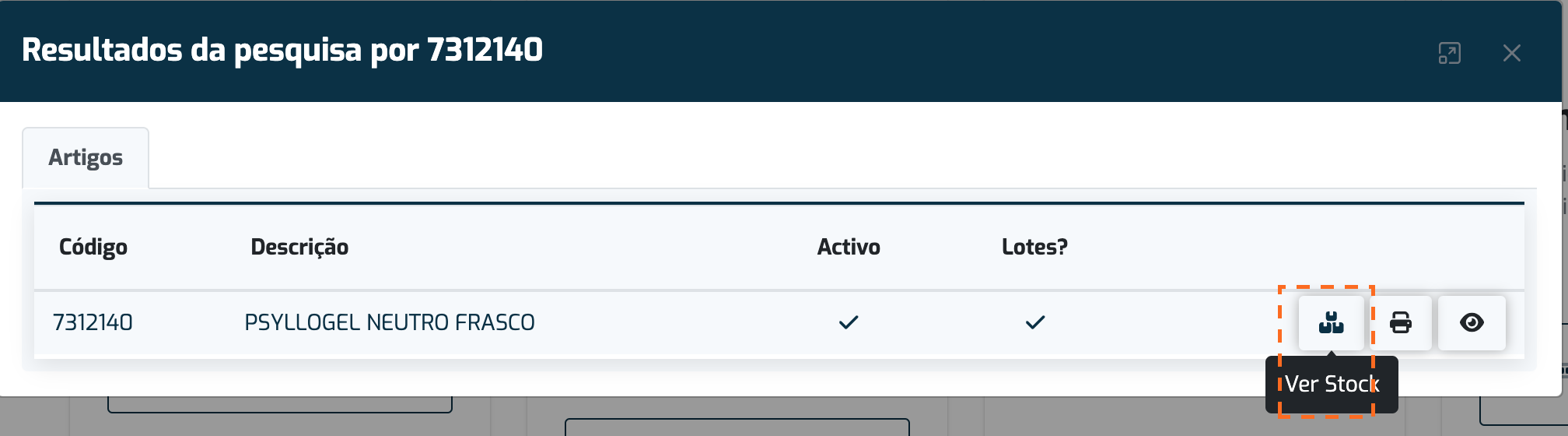 Como consultar o stock de um artigo/lote?
